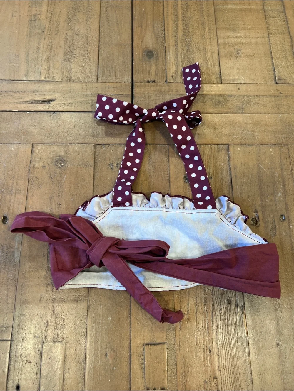 Addie Lou Blu bulldog polka dot sunsuit two piece 2T burgundy boutique